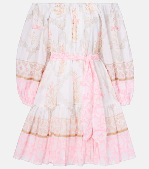 Printed off-shoulder cotton minidress