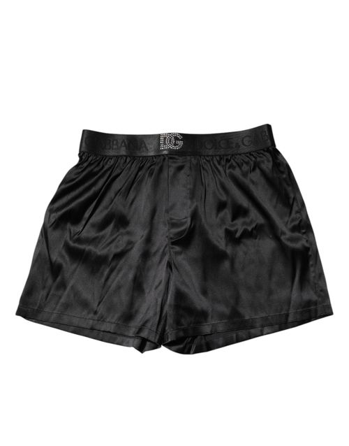 Black Logo Waist Regular Boxer Shorts Underwear Silk