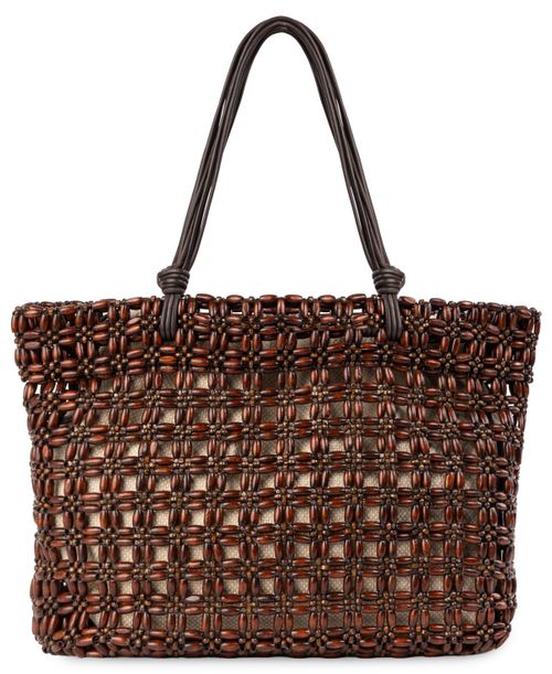 Raye Bead Large Tote Handbag - Dark Brown/ Brun Fonce