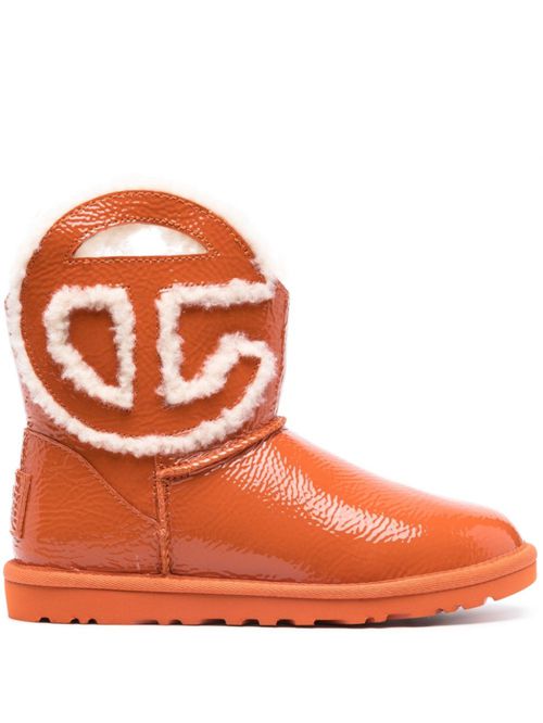 Orange Round Toe Ankle Boots