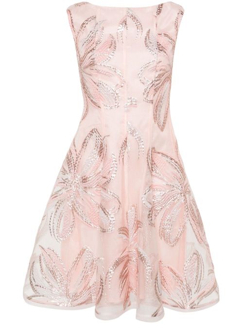 Floral-appliqué lurex dress - Pink