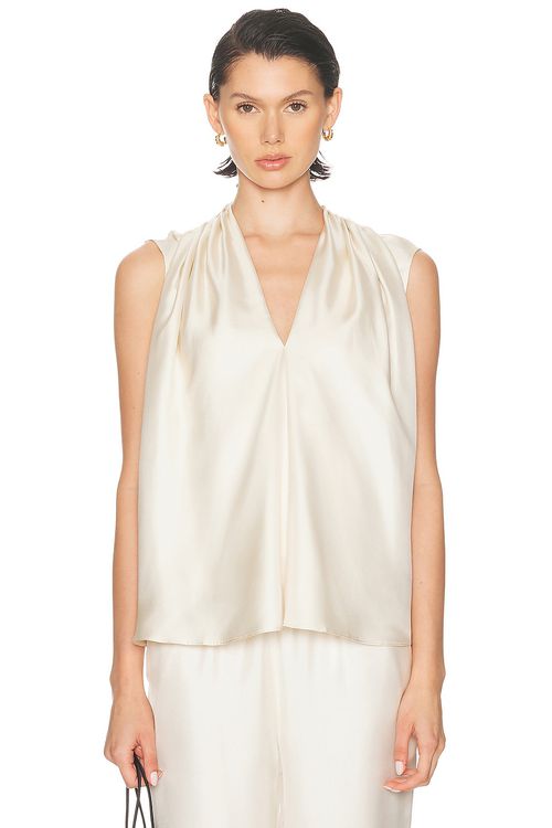 Loulou de Saison Sade Sleeveless Blouse in Ivory - Ivory.  XL also in XS, S