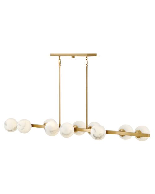 Lacquered Brass LED Linear Chandelier from the Selene Collection
