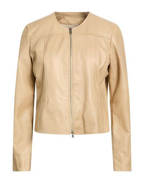 Woman Jacket Beige Size L Leather