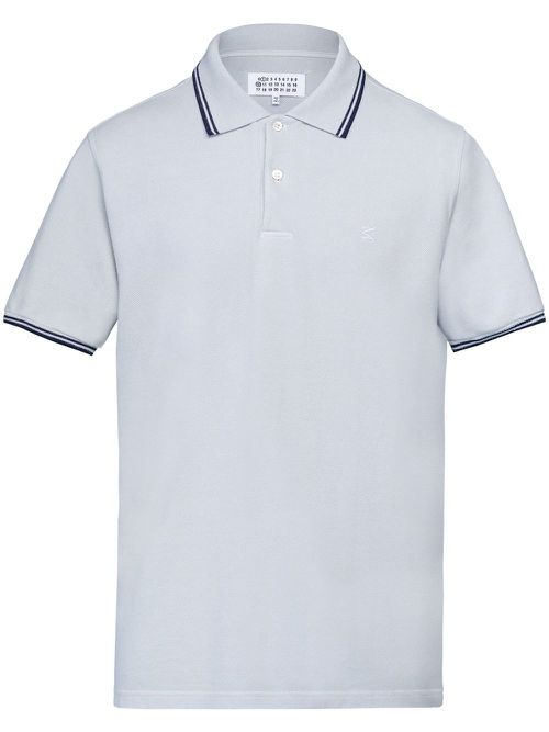Cotton stripe-trim polo shirt - Grey
