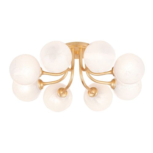 Vintage Gold Leaf Eight Light Semi Flush Mount from the Onyx Collection