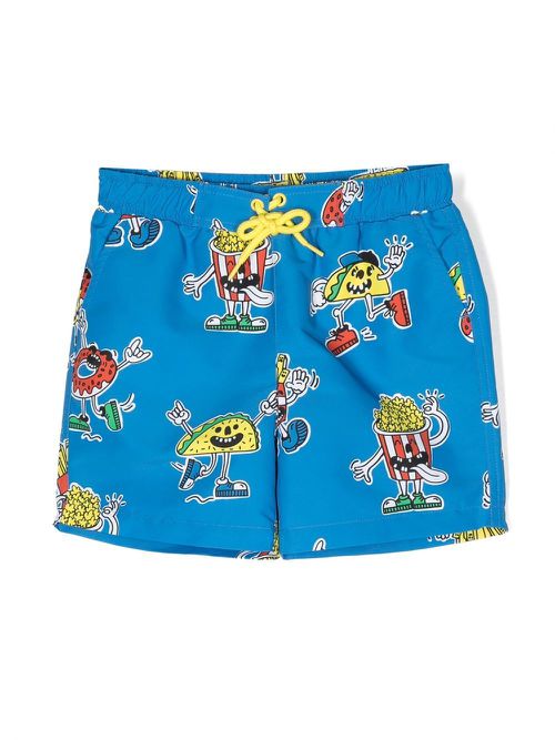 Graphic-print swimming shorts - Blue