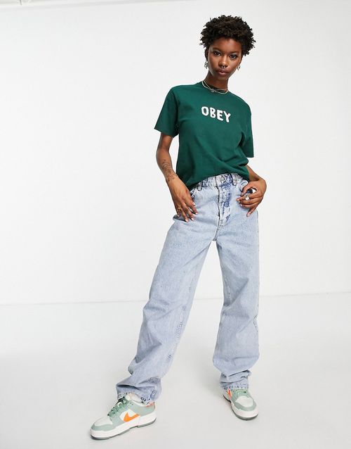 Oversized t-shirt with small scribble logo-Green