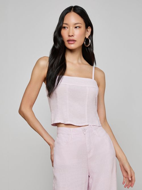 Arlin Linen Tank Top In Icy Lilac