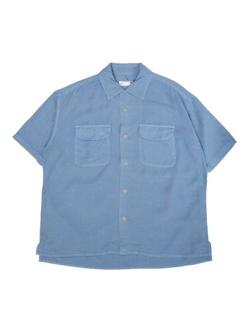 Flap-pocket short-sleeved shirt - Blue