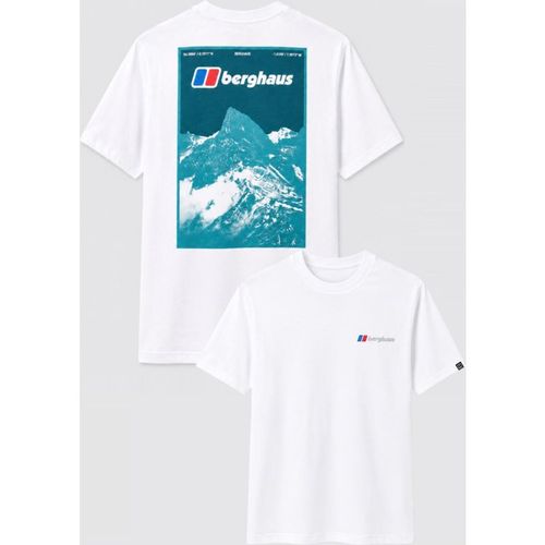 Berghaus Mens Threshold Peak T Shirt in White Green Cotton - Large