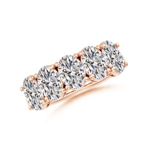 Angara 3.8 Carats Oval Diamond Five Stone Classic Anniversary Ring in 14K Rose Gold
