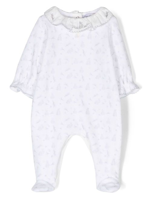 Motif-print scallop-collar pajamas - White