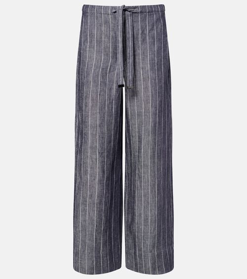 Cresta pinstripe linen wide-leg pants