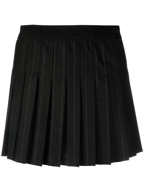 Pinstripe pleated skirt - Black