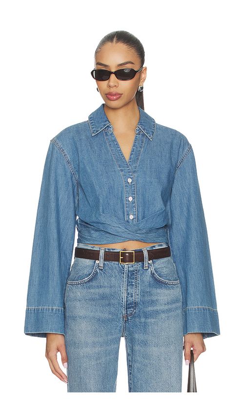 Veronica Beard Timothy Shirt in Blue. 4. Also