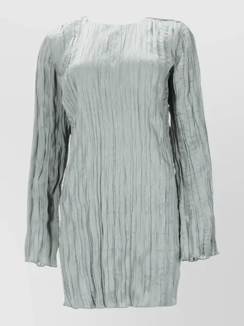 Staud - long sleeve dress round neckline texture