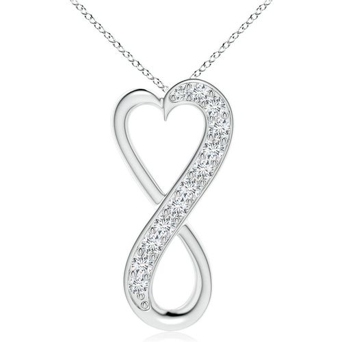 Angara 0.52 Carat Lab-Grown Pave-Set Diamond Infinity Heart Pendant in 18K White Gold