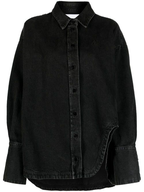 Diana logo-embroidered denim shirt - Black