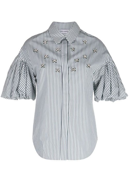 X onefifteen striped crystal-embellished shirt - Green