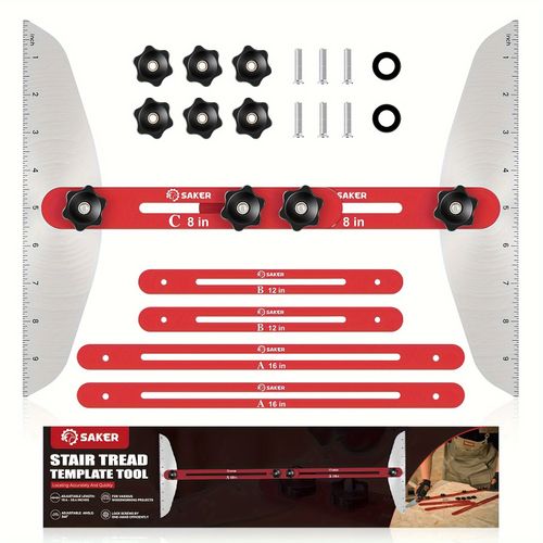 TEMU Saker Stair Tread Gauge, Stair Tread Template Tool Jig, Stair Tread And Shelf Gauge, Stair Jig And Measuring Tool For Cutting Perfect Stair