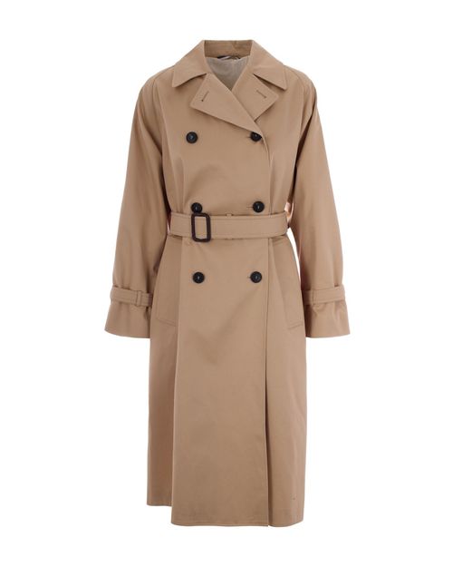 Beige Notched Lapel Trench Coat