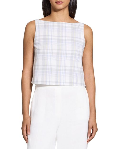 Bateau Neck Linen-Blend Top