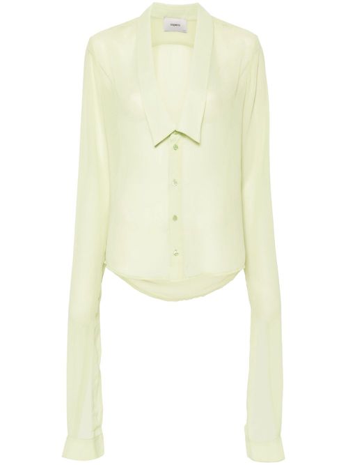Semi-sheer open-collar shirt - Green