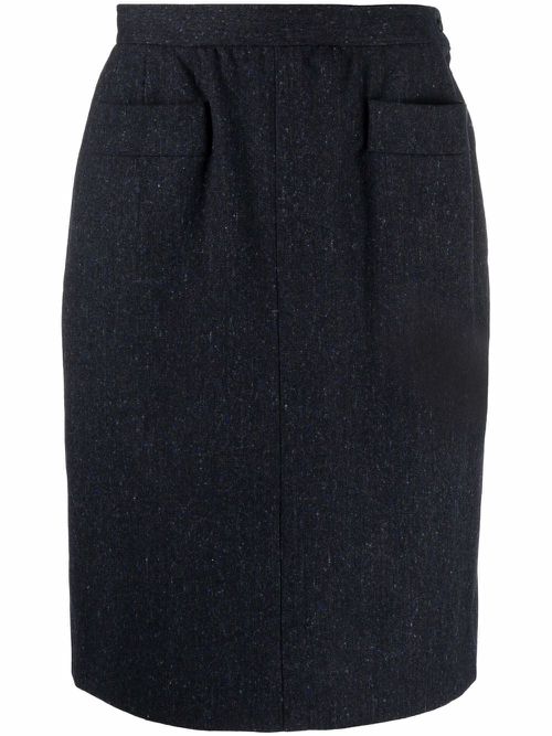 1980s high-waisted straight skirt - Blue