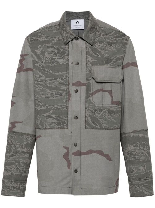 Marine Serre Men's Rispstop Classic-Collar Shirt Jacket