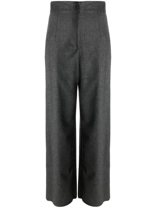 Straight-leg high-waist trousers - Grey