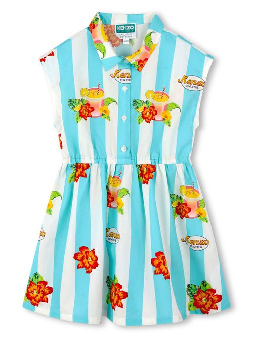 Floral-print cotton dress - White