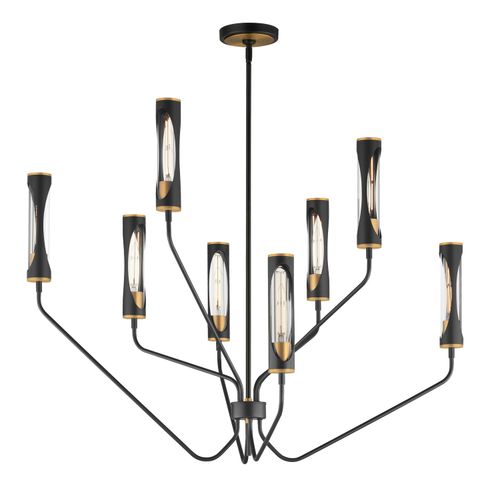 Regent 6-Light LED Chandelier in Black with Antique Bra