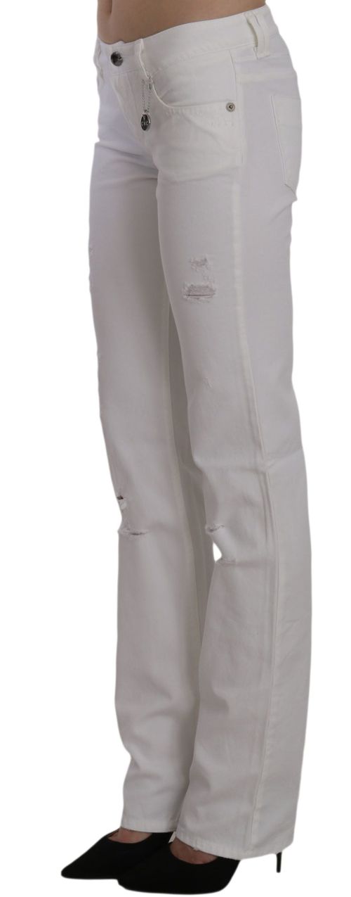 Distressed Cotton Jeans — White