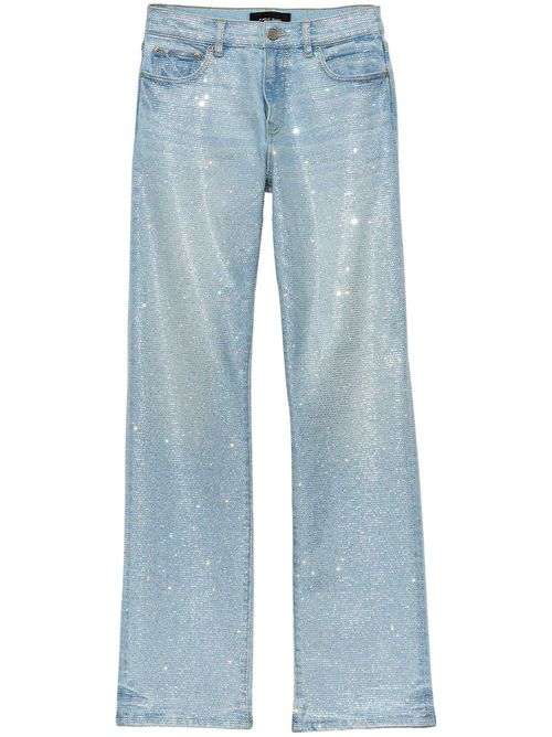 Rhinestone-embellished straight-leg jeans - Blue