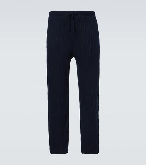 Waffle-knit straight pants