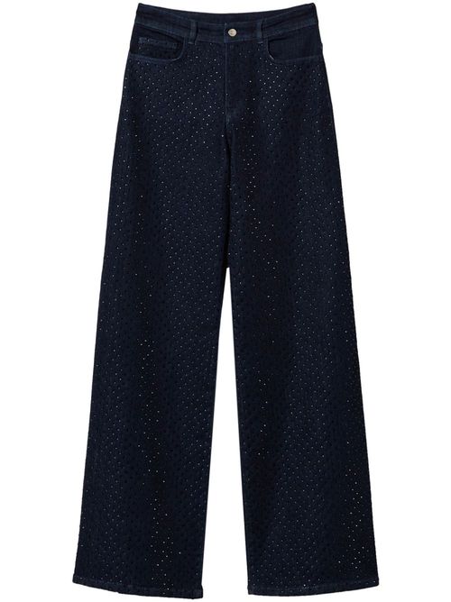Rhinestone-embellished wide-leg jeans - Blue