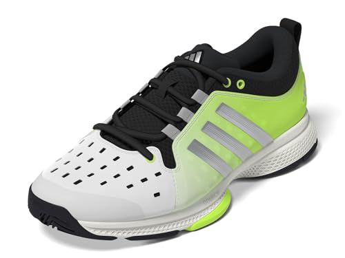 Adidas Men's Court Pickleball Sneaker, White/Silver Metallic/Black, 10.5