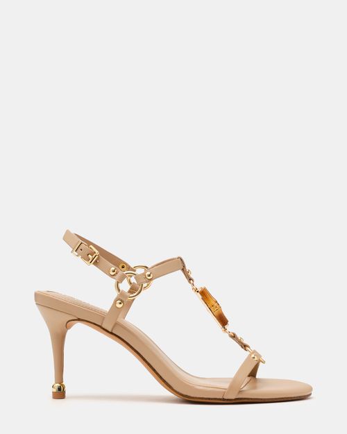 Steve Madden Women's Ronda Gold Detail Heels - Taupe - - Synthetic