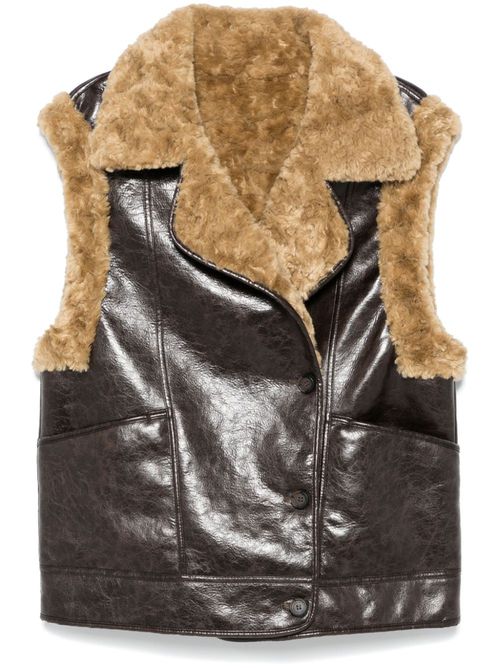 Faux-leather gilet - Brown