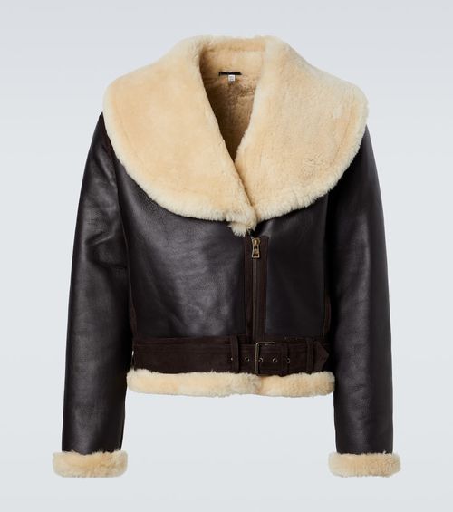 Shearling-trimmed leather jacket