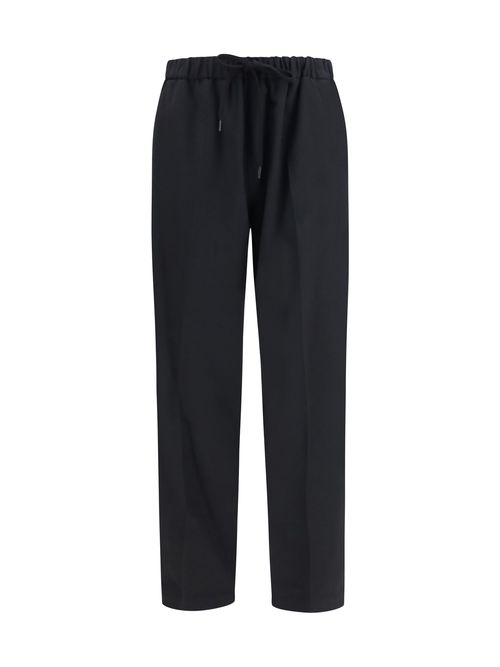 Drawstring Straight-Leg Trousers — Black