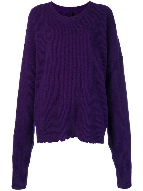 Oversized distressed crew-neck sweater - Purple