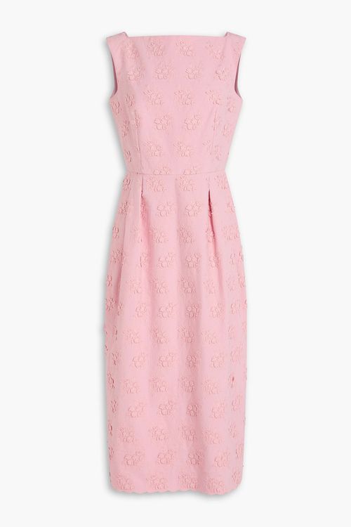 Embroidered woven midi dress - Pink - UK 18