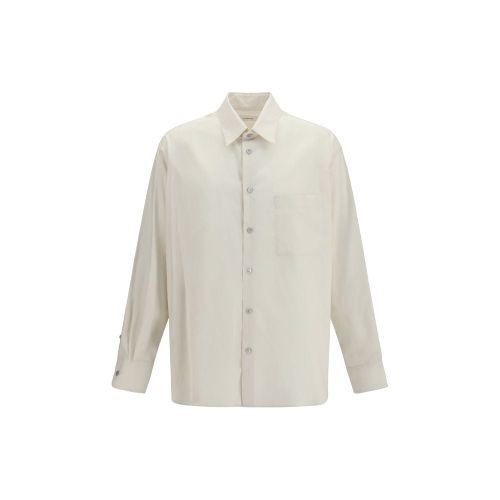 Cotton-Silk Blend Shirt — Beige