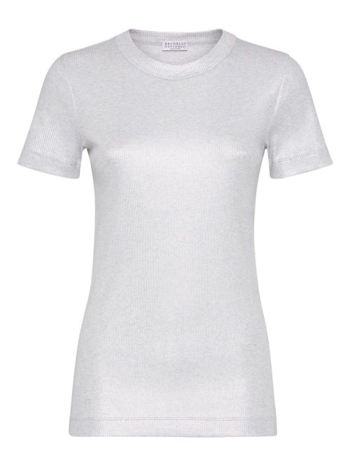 Ribbed sparkling T-shirt - Silver