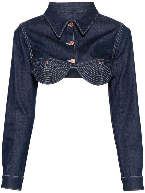 Jean Paul Gaultier The Conical cropped denim jacket - Blauw