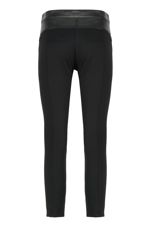 Leather and Stretch Skinny Pants with Hidden Zip