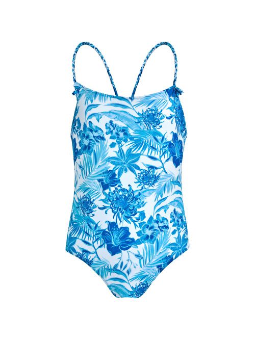 Floral-print braided-strap swimsuit - White