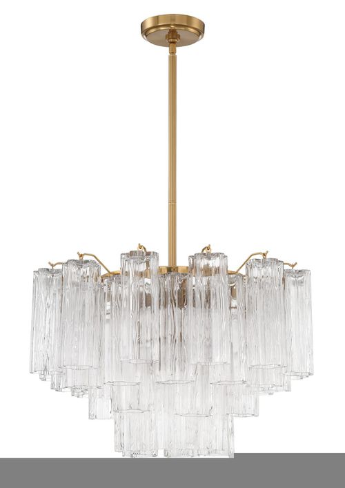 Aged Brass Nine Light Chandelier from the Addis Collection